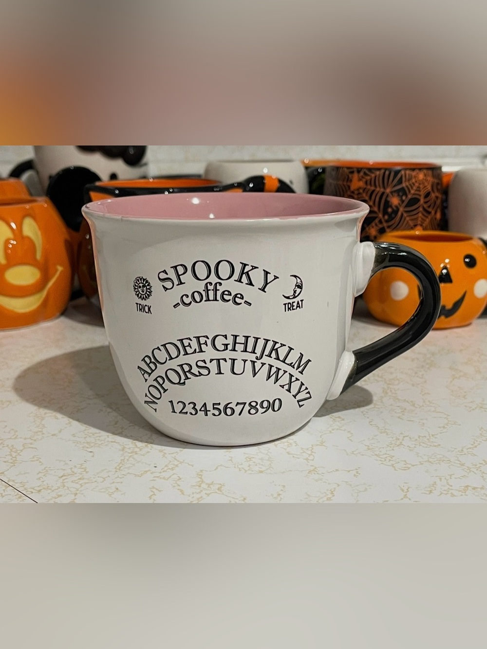 Spooky Coffee Ouija Spirit Board Halloween Mug Pink Coquette Large Coffee Cup